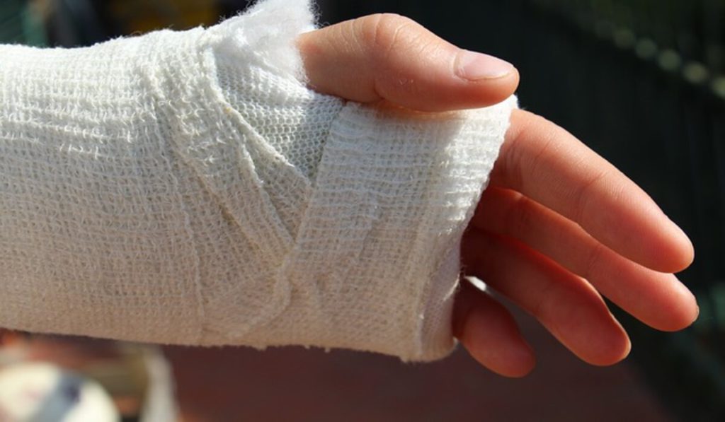 strains and sprains can be treated by wrapping with a bandage